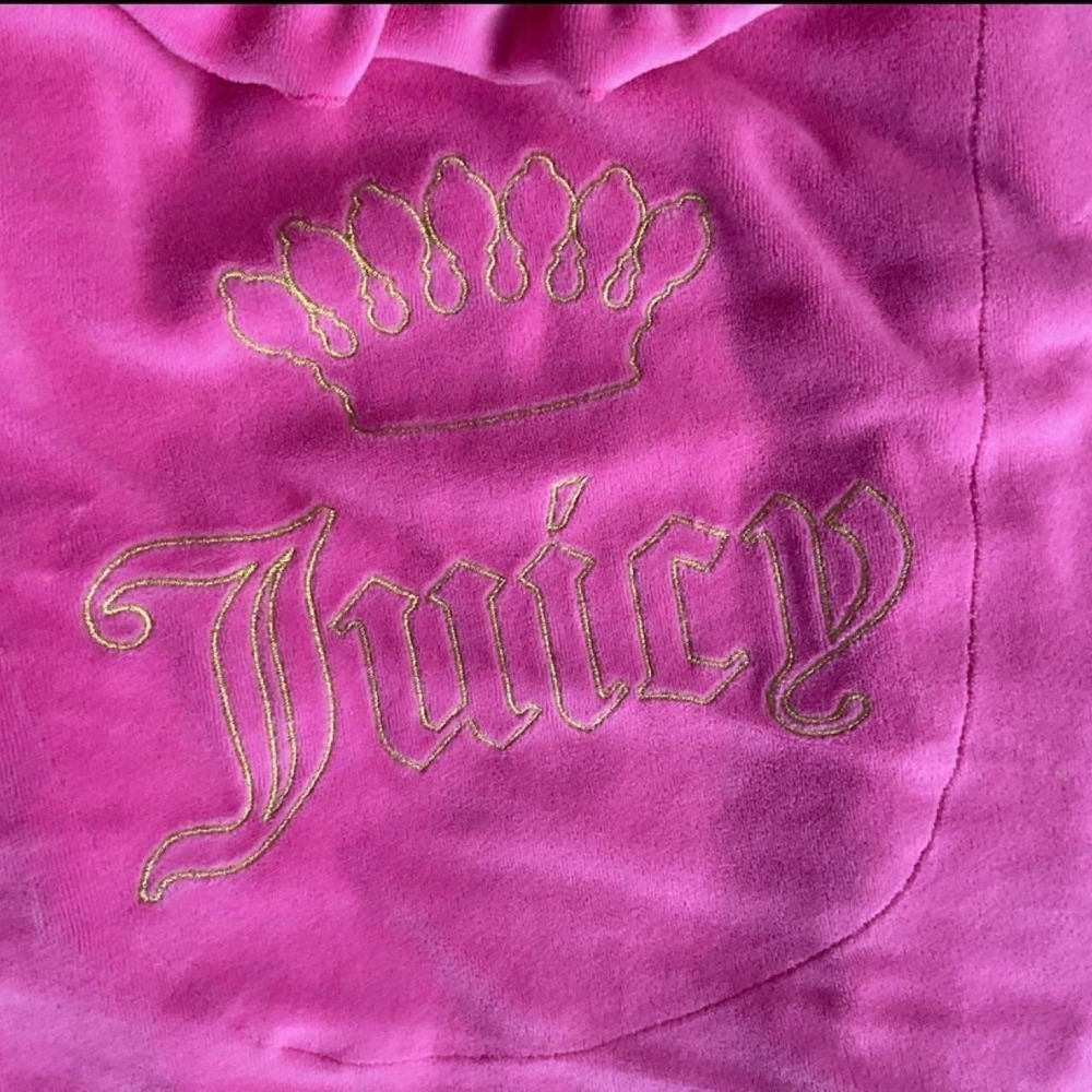 Juicy Couture Pink Velour Robe Y2K Black Label Gold Crown Embroidered S/M